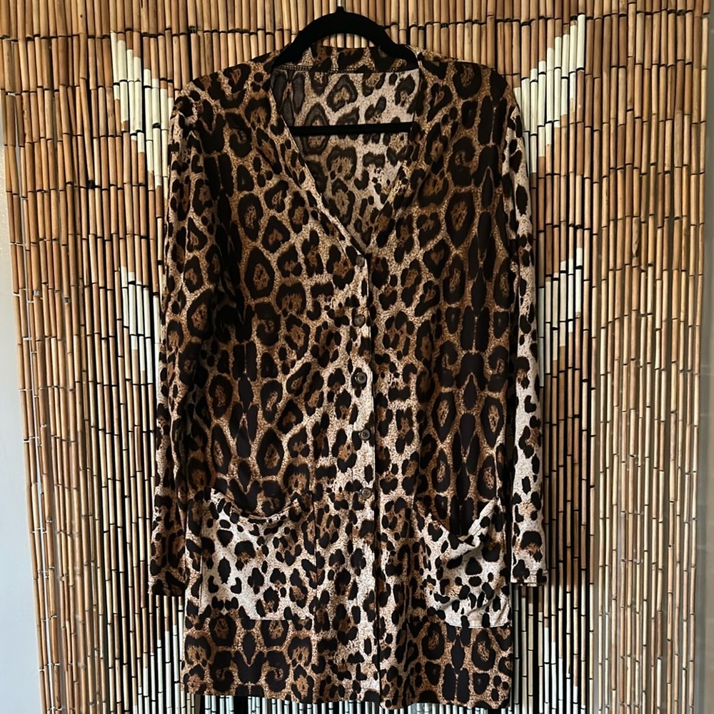 Cheetah Print Long Cardigan